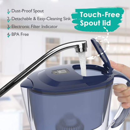 Simpure Water Filter Pitcher Bpa-Free, Reduce TDS 10 Cup 3.5L 1 Pitcher 4 Filter