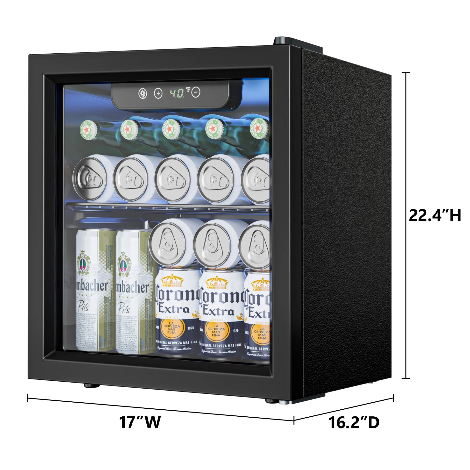 55 Cans Mini Beverage Refrigerator & Portable Beverage Cooler with Glass Door, Mini Fridge for Home/Office/Bar,Black