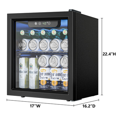 55 Cans Mini Beverage Refrigerator & Portable Beverage Cooler with Glass Door, Mini Fridge for Home/Office/Bar,Black