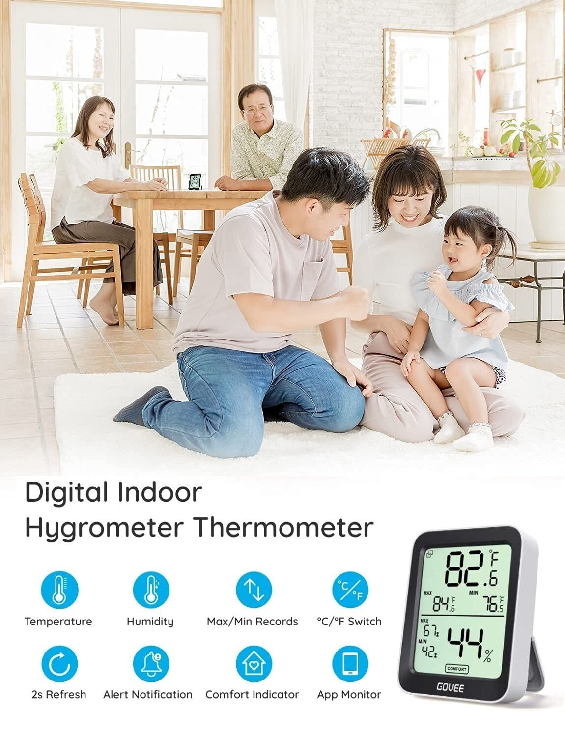 Govee Thermometer Hygrometer, Accurate Indoor Temperature Humidity Sensor