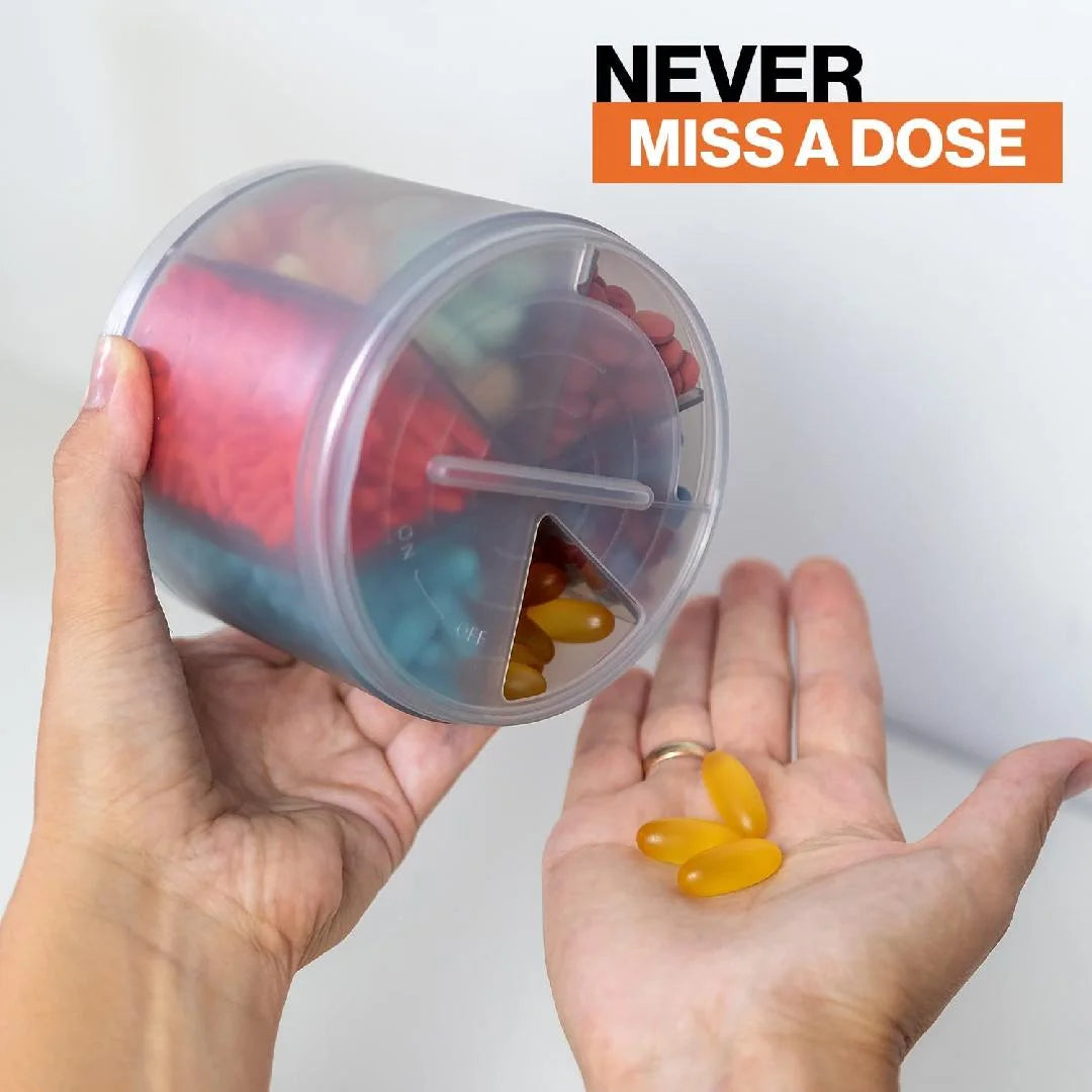 Daily Dose Holders Medication Dispenser with 10 Adjustable Compartments - Extra Large Bottle