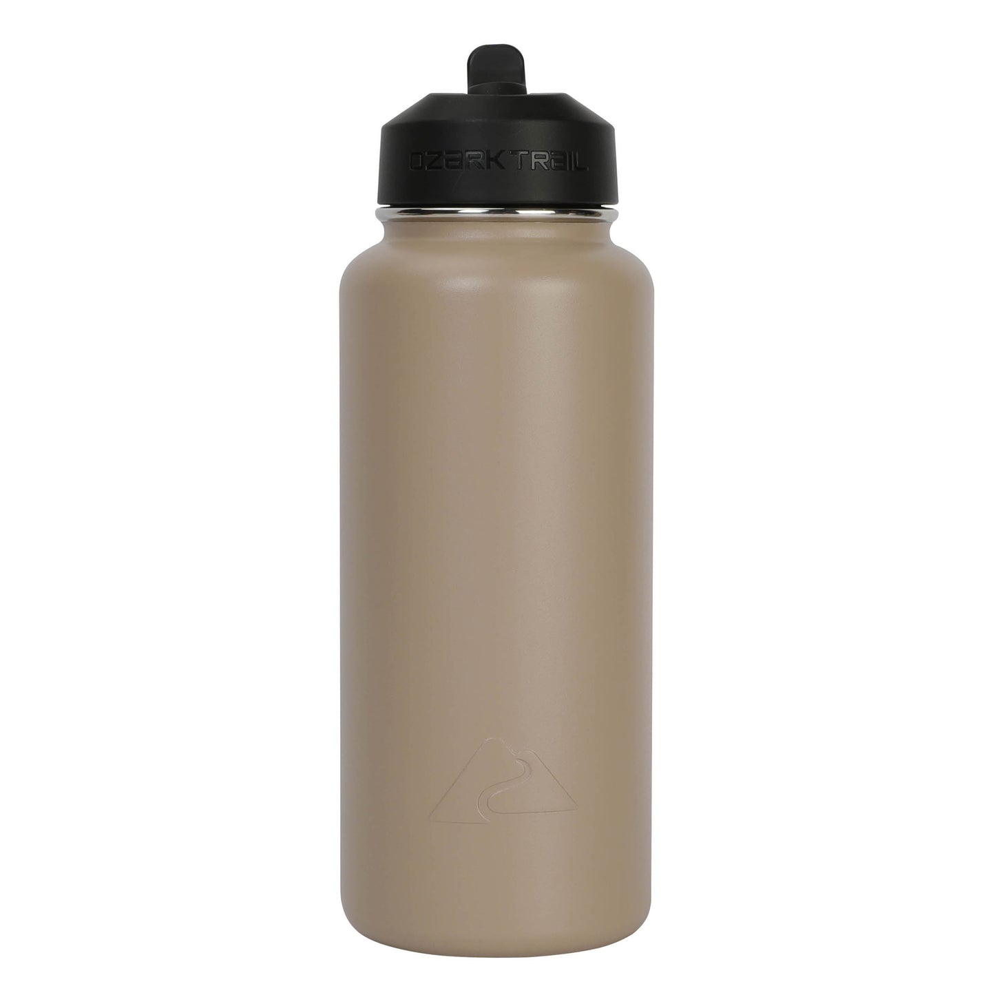 (3 Pack)  32 Oz Insulated Stainless Steel Wide Mouth Water Bottle, Tan, Flip Lid with Loop Handle
