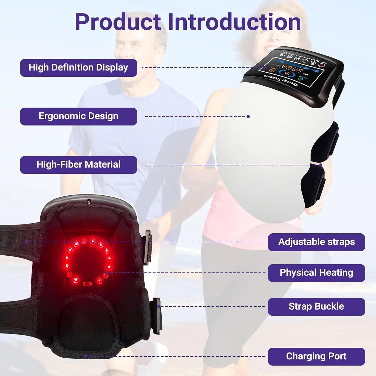 Knee Massager with Heat and Vibration, Cordless Smart Massager for Joint Support and Muscle Relaxation
