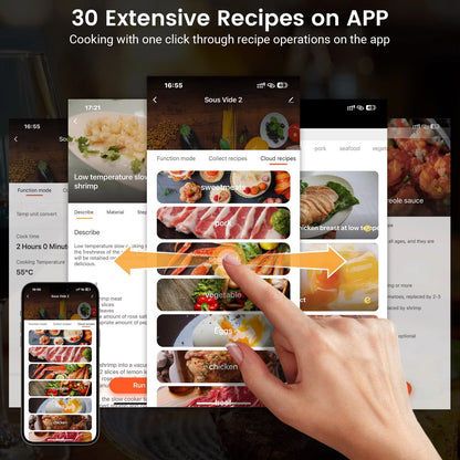 1100W WIFI Sous Vide Cooker,Ultra-Quiet Fast-Heating Immersion Circulator Temperature and Digital Display,W/ APP Recipe