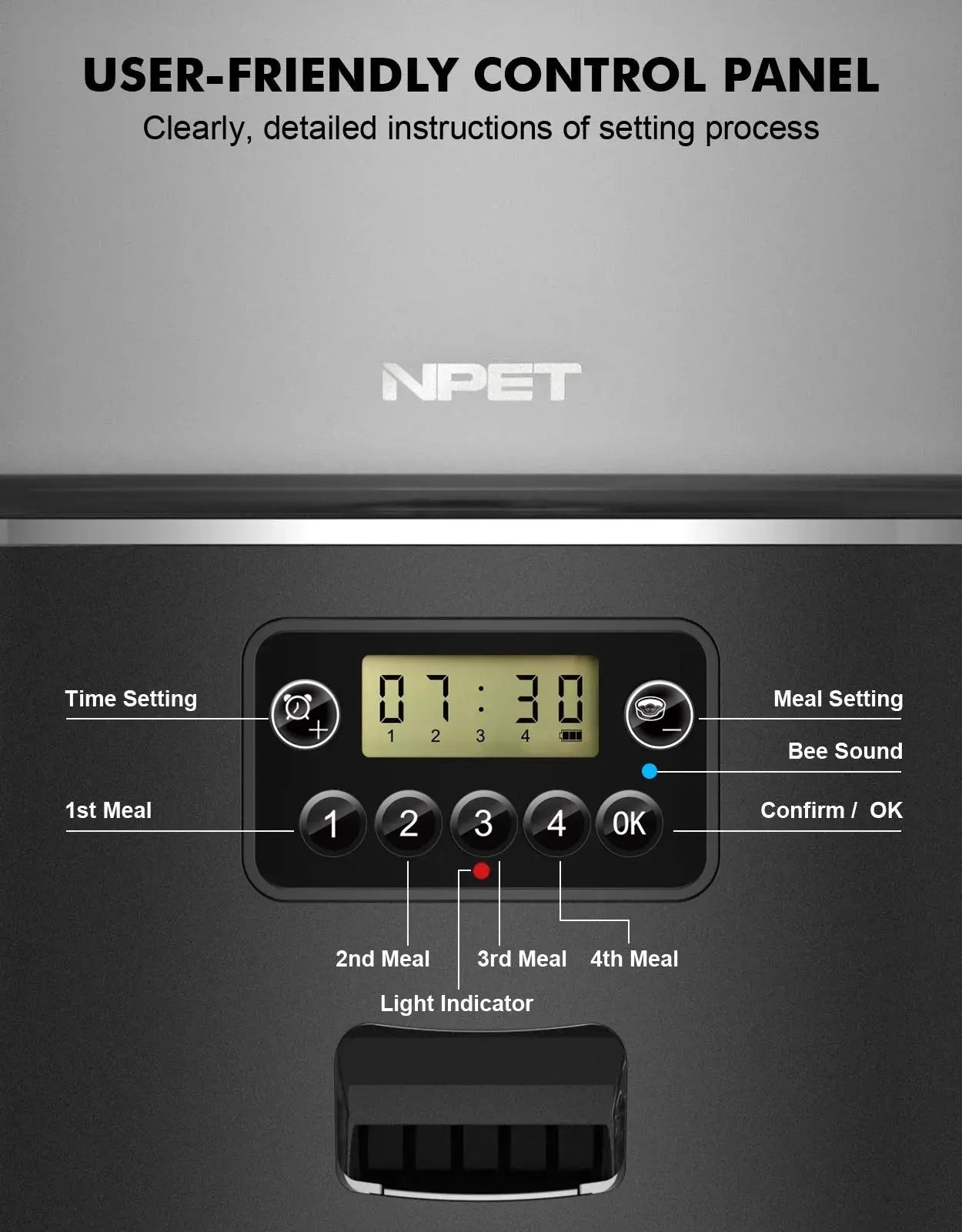 Automatic Cat Feeders, 135Oz/4L Clog-Free Automatic Dog Feeder with Stainless Steel Bowl, Anti-Bite Cable for Cats, Small & Medium Dogs