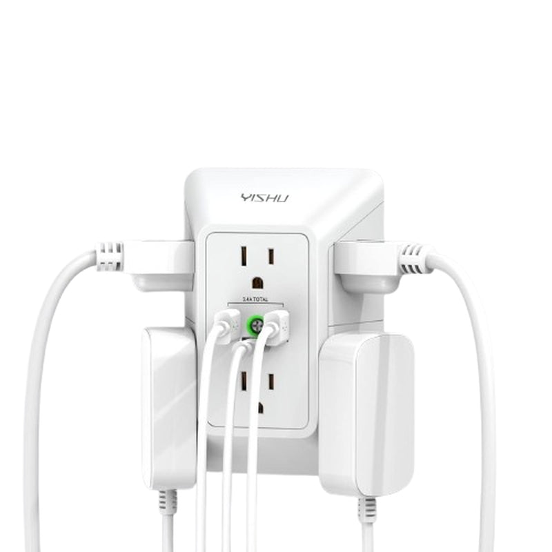 5 Outlet Extender Surge Protector Multi Plug Wall Adapter USB Charger Ports