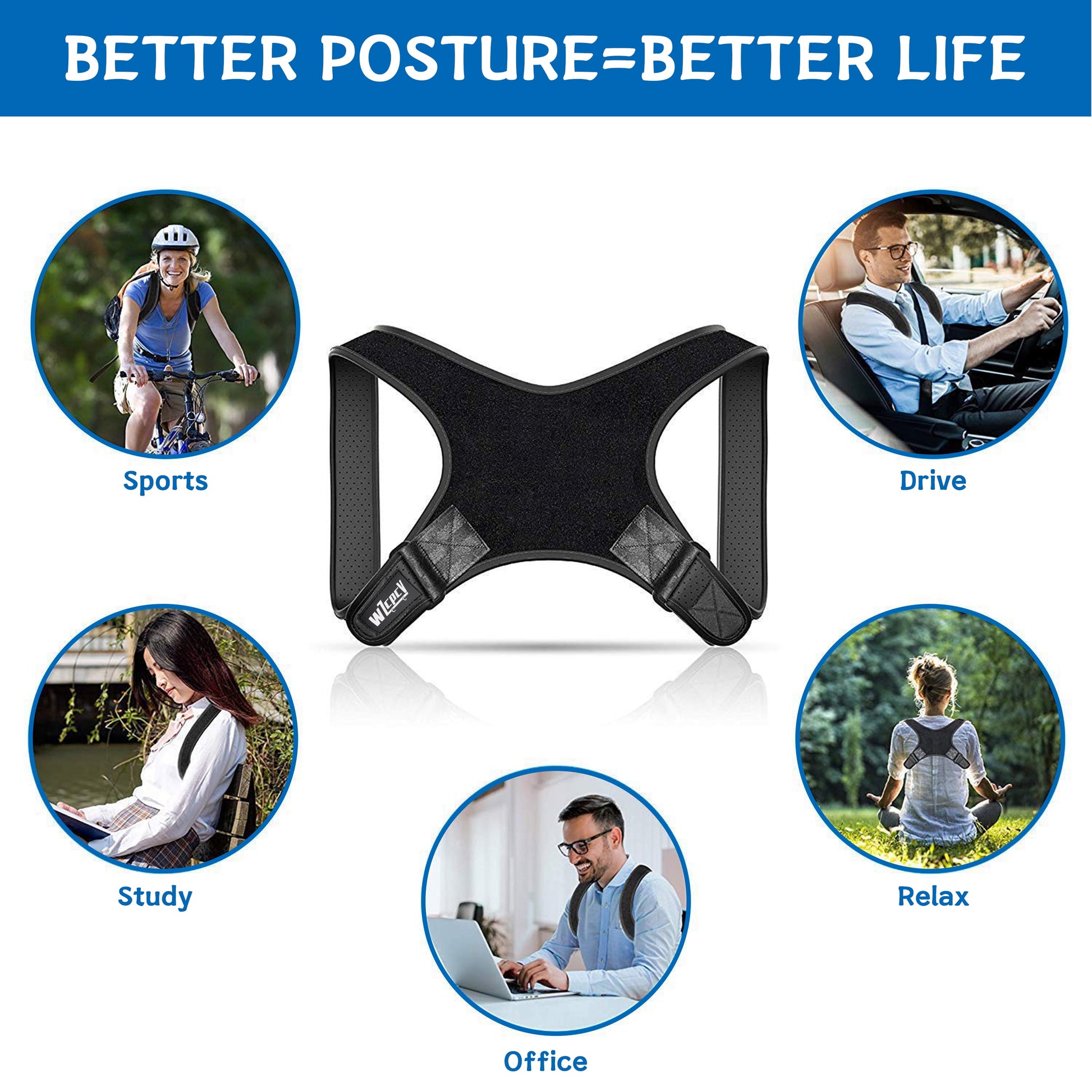 Posture Corrector Brace for Women Men,Back Brace for Posture for Women and Men with Adjustable Shoulder Braces and Cushion Pads,Corrects Hunching&Bad Posture&Shoulder Neck Pain