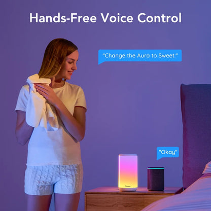 Aura Indoor RGBIC LED Desk Lamp for Bedroom, 16 Million Light Color Lamp with Alexa Control,Dimmable