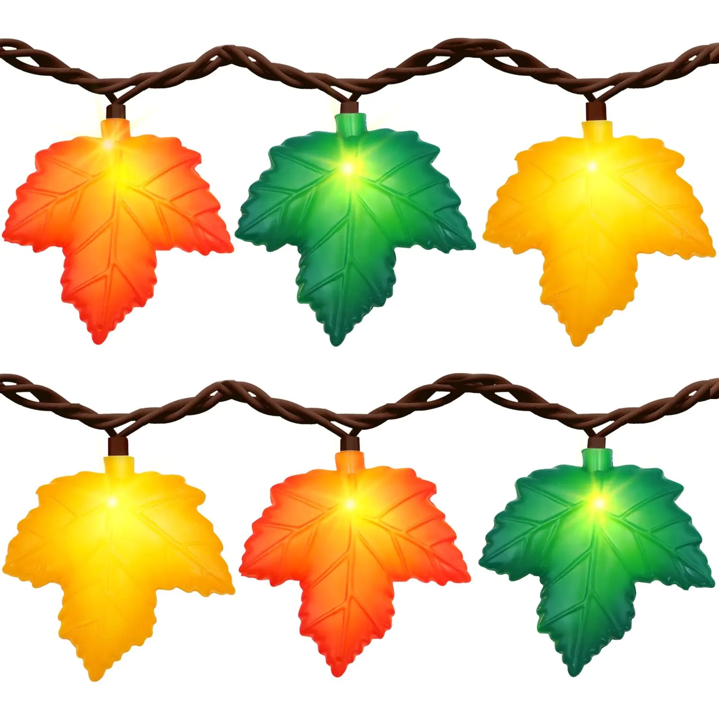 HarvestGlow™ 3D Maple Leaf LED String Lights – 8.5ft Expandable Autumn Decor for Thanksgiving & Outdoor Festivals