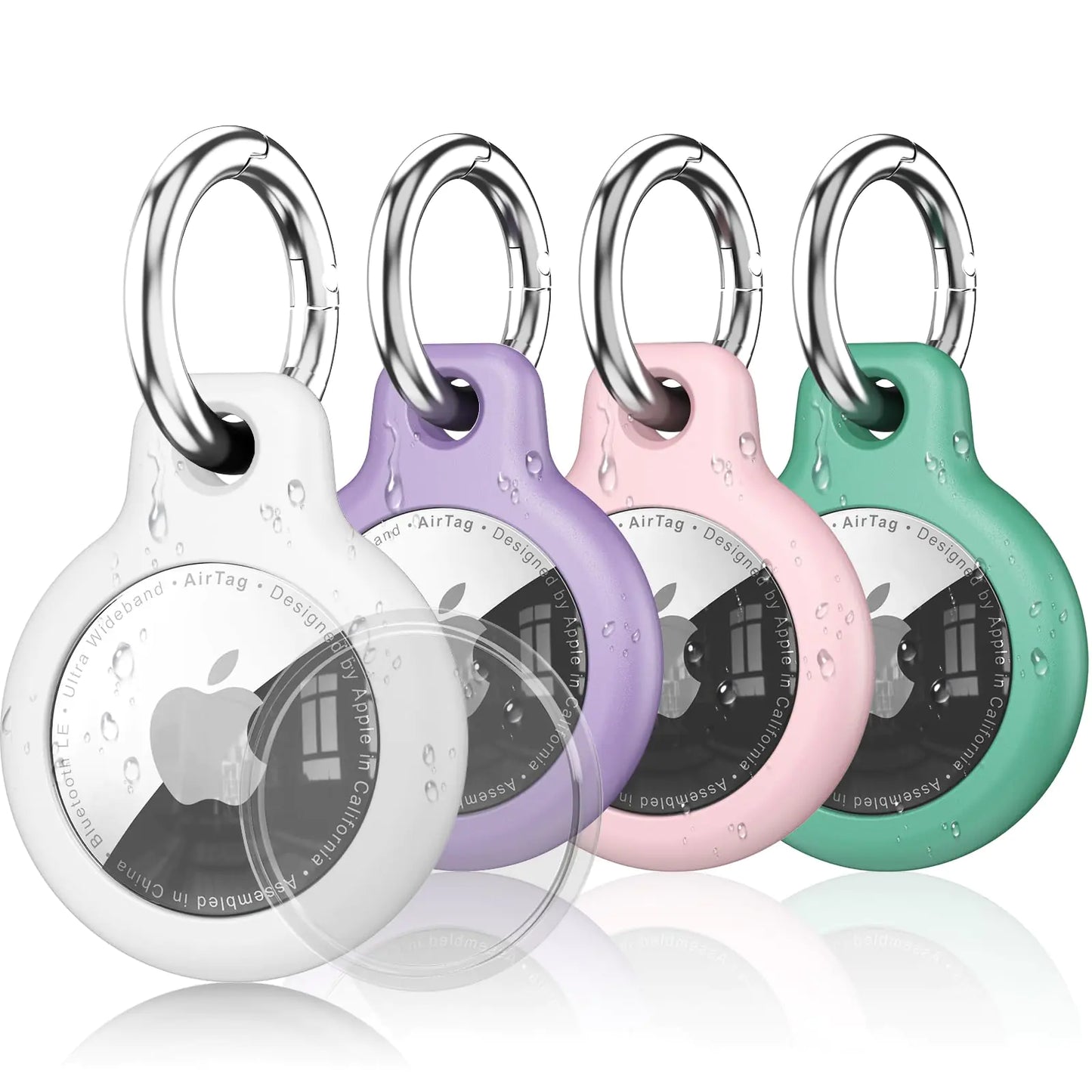 OmniGuard™ Waterproof AirTag Keychain Holders (4-Pack) – Anti-Scratch Protective Case for Pets, Keys, and Luggage