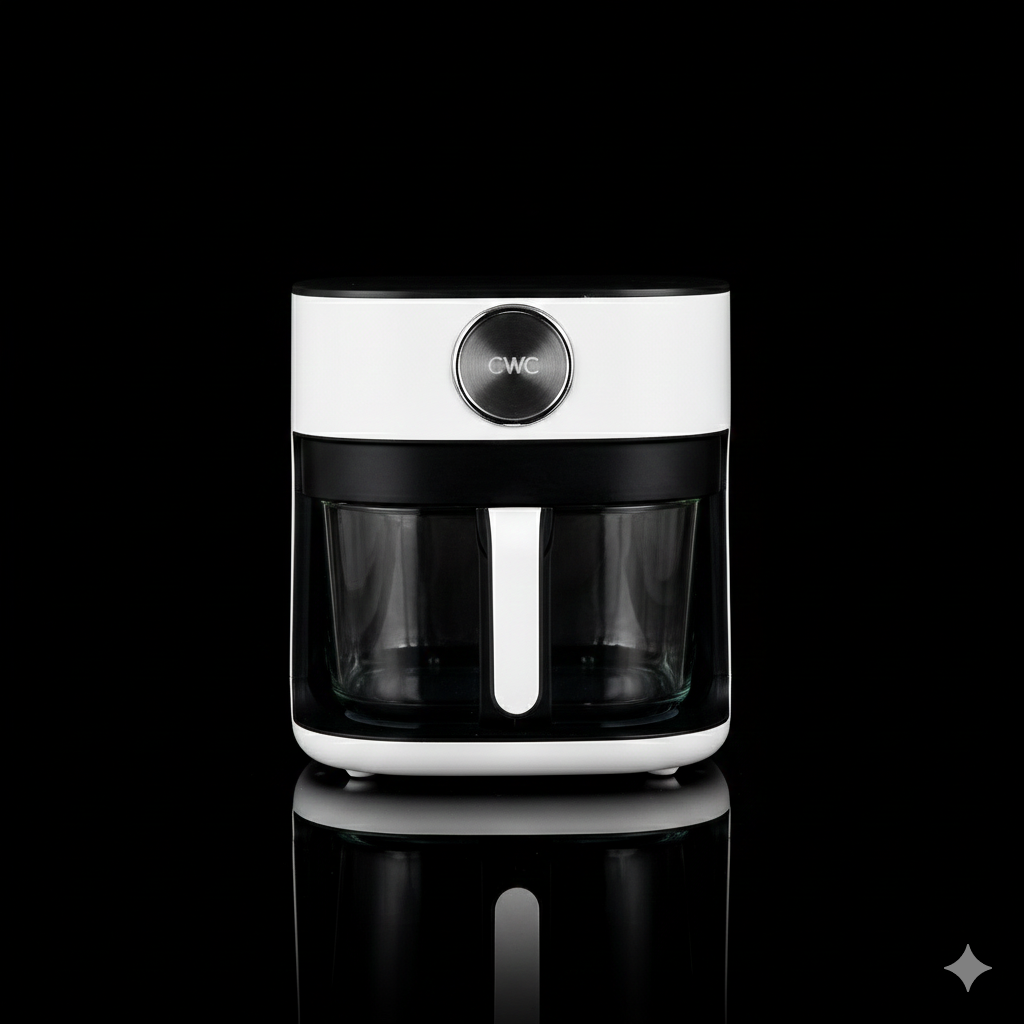 Air Fryer, 5.5Qt Glass Air Fryer, 1400W, 8 Presets, White