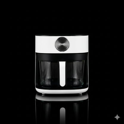 Air Fryer, 5.5Qt Glass Air Fryer, 1400W, 8 Presets, White