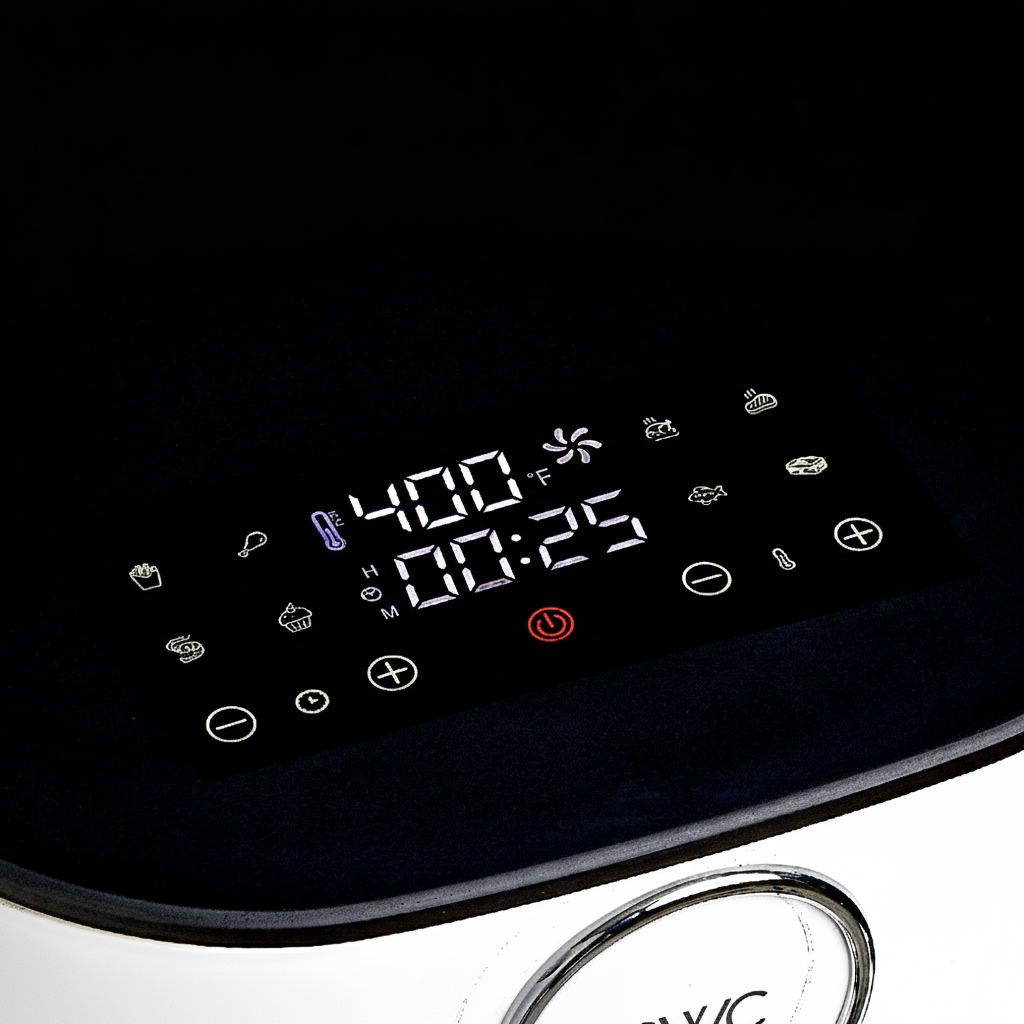 Air Fryer, 5.5Qt Glass Air Fryer, 1400W, 8 Presets, White