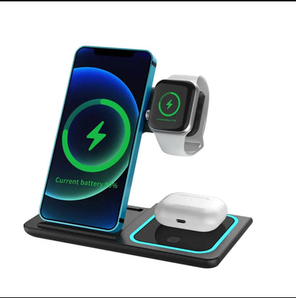OmniCharge™ 3-in-1 Wireless Charging Station – Fast Desktop Charger for iPhone, Apple Watch & AirPods | Midnight Black - NexaHome