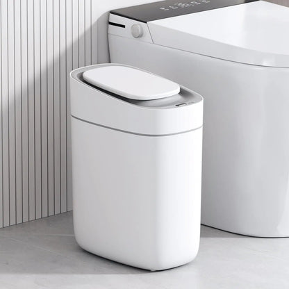 AquaSeal™ Slim Automatic Trash Can – 2.5 Gallon Motion Sensor Bin for Bathrooms and Narrow Spaces - NexaHome