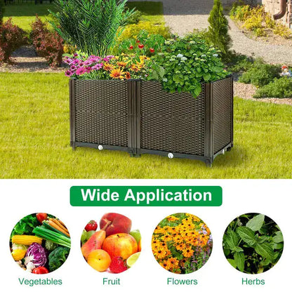 TerraBloom™ Self-Watering Raised Garden Bed – Elevated Planter Box with Rattan Finish for Patio, Balcony & Garden - NexaHome