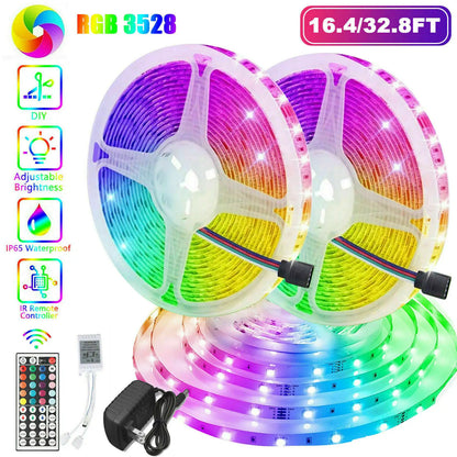 ChromaVibe 32ft Waterproof RGB LED Strip Light Kit – Color Changing Mood Lighting with 44-Key Remote & Memory Function