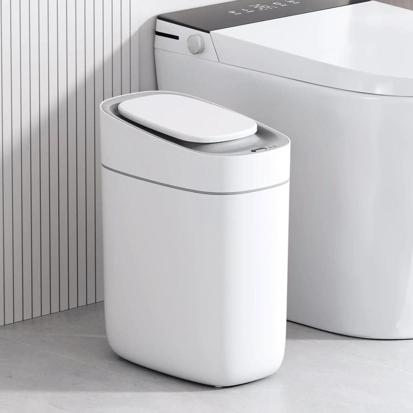 AquaSeal™ Slim Automatic Trash Can – 2.5 Gallon Motion Sensor Bin for Bathrooms and Narrow Spaces - NexaHome