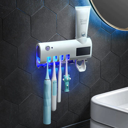 PureSmile™ UV-C Toothbrush Sanitizer Station & Automatic Toothpaste Dispenser – Solar Powered 4-Slot Organizer - NexaHome