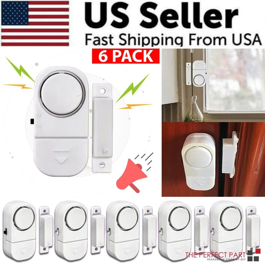 SecureGuard 6-Pack Wireless Door & Window Alarm Sensors – 95dB Magnetic Security System for Home & Child Safety