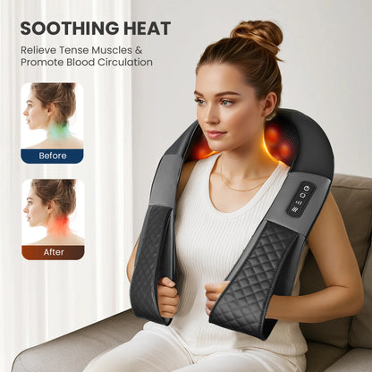 Cordless Neck Back Massager with Heat, 4D Shiatsu Shoulder Massager for Pain Relief, Gifts for Mom Dad