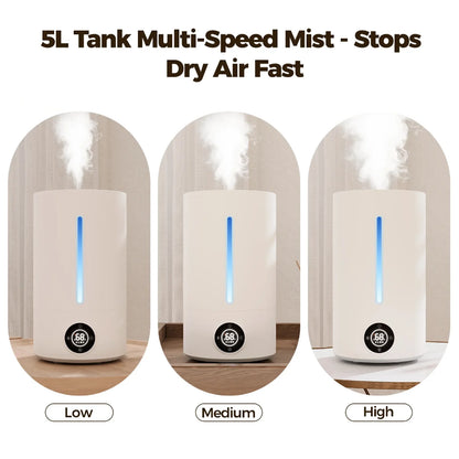 5L Cool Mist Humidifiers, Top Water Filling & 24H Timer Ultrasonic Humidifier, Custom Humidity Setting, 7+1 Color Ambient Light & Aroma Tray, 28Db Silent Humidifier for Home