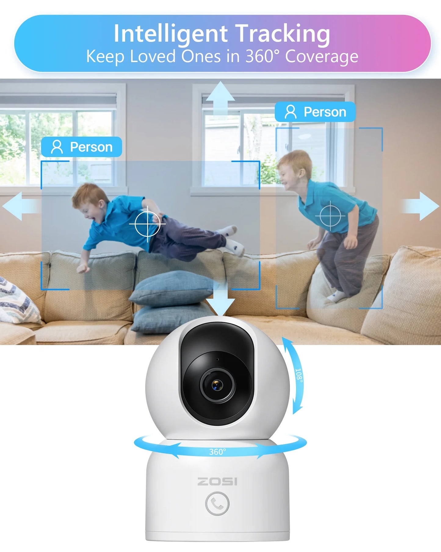 2K 5Ghz Wifi Security Camera, 4Pack Audio 360°View PTZ Camera with PIR Motion Sensor, Indoor/Outdoor IP Camera with Night Vision, Pet/Office/Baby Monitor