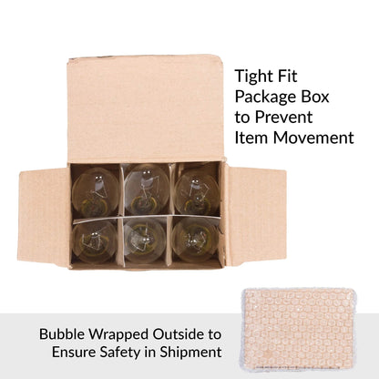 C7 25W Replacement Bulb Clear Candle Shape 120V, E12 Candelabra Base, 2700K, 6-Pack