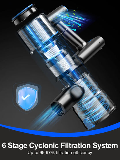 Cordless Vacuum Cleaner, 30Kpa Powerful Suction 8-In-1 Stick Vacuum with LED Display, 3 Modes Suction, Lightweight Vacuum for Hardwood Floor/Carpet/Pet Hair, Blue