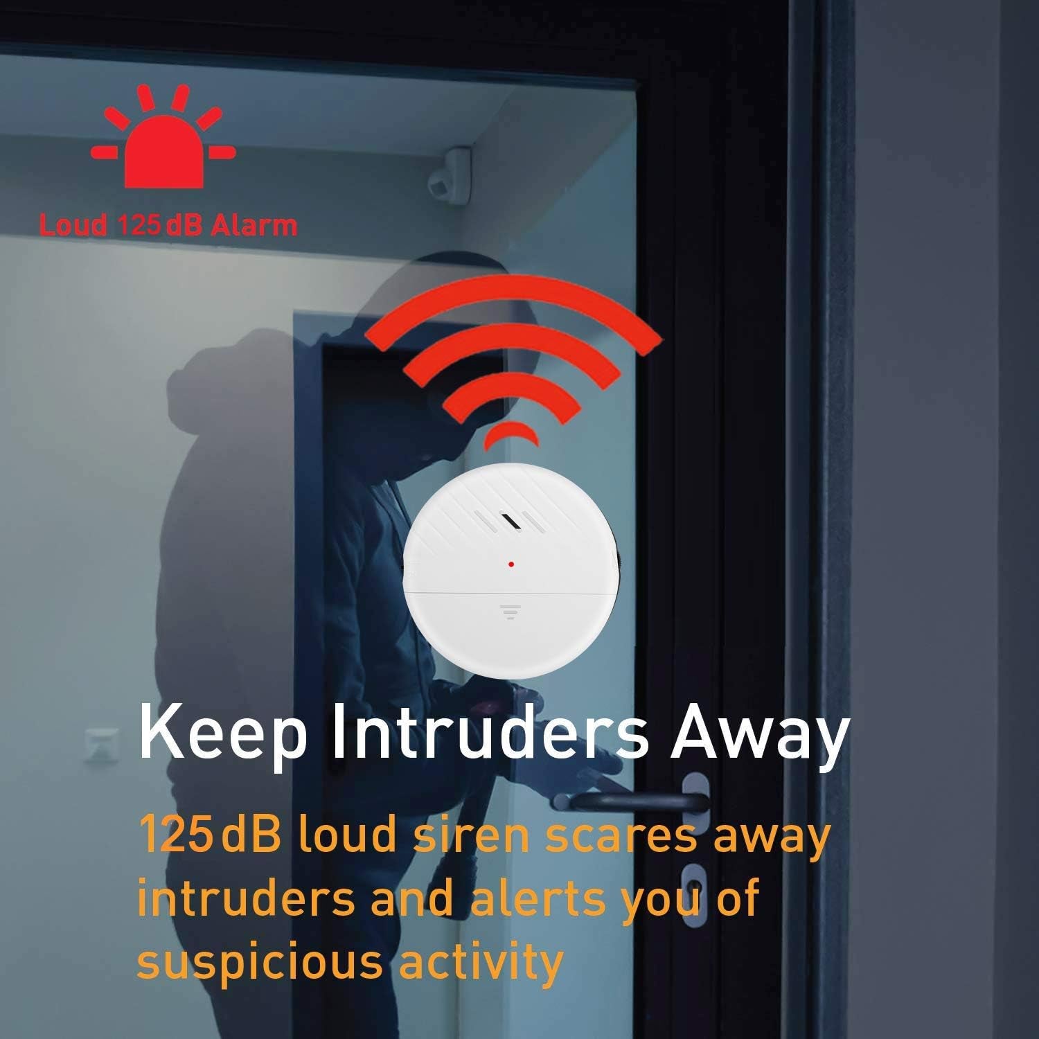 Window Vibration Alarm,6Pack 125Db Loud Ultra-Slim Anti-Theft Alarm for Door and Window Glass Break Sensor Alert with Adjustable Sensitivity (6, White)