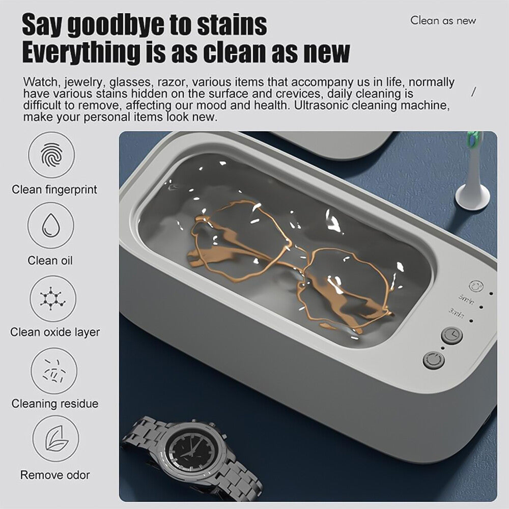 Ultrasonic Cleaner Machine Sonic Wave Tank Jewelry Watch Glasses Clean