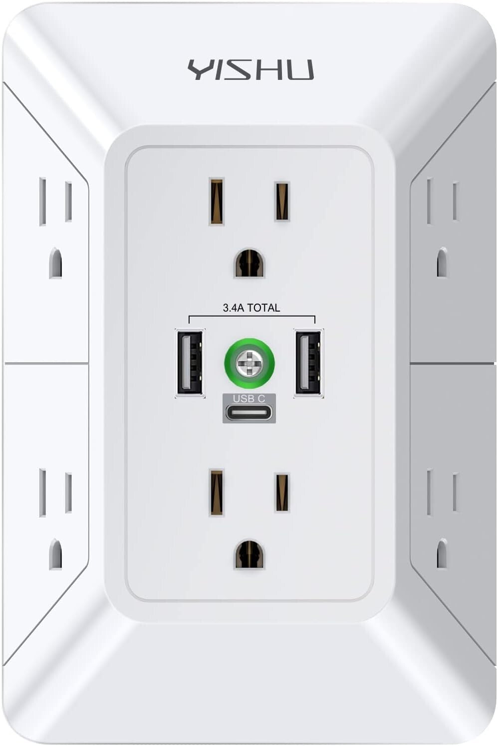 5 Outlet Extender Surge Protector Multi Plug Wall Adapter USB Charger Ports