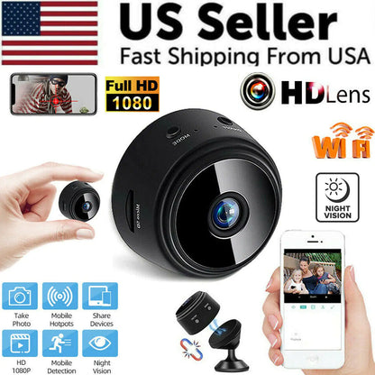 GuardianEye Mini Magnetic WiFi Nanny Cam – 1080P HD Wireless Security Camera with Night Vision & Motion Alerts - NexaHome