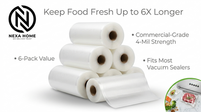 Bonsenkitchen Vacuum Sealer Rolls 6-Pack – 4-Mil Commercial Grade BPA-Free Food Storage Bags for Sous Vide and Meal Prep