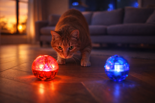 GlowChase™ 2-Pack Motion-Activated LED Cat Balls – Flashing Interactive Toys for Indoor Cats, Night Play & Agility Exercise (Small Dog Compatible)