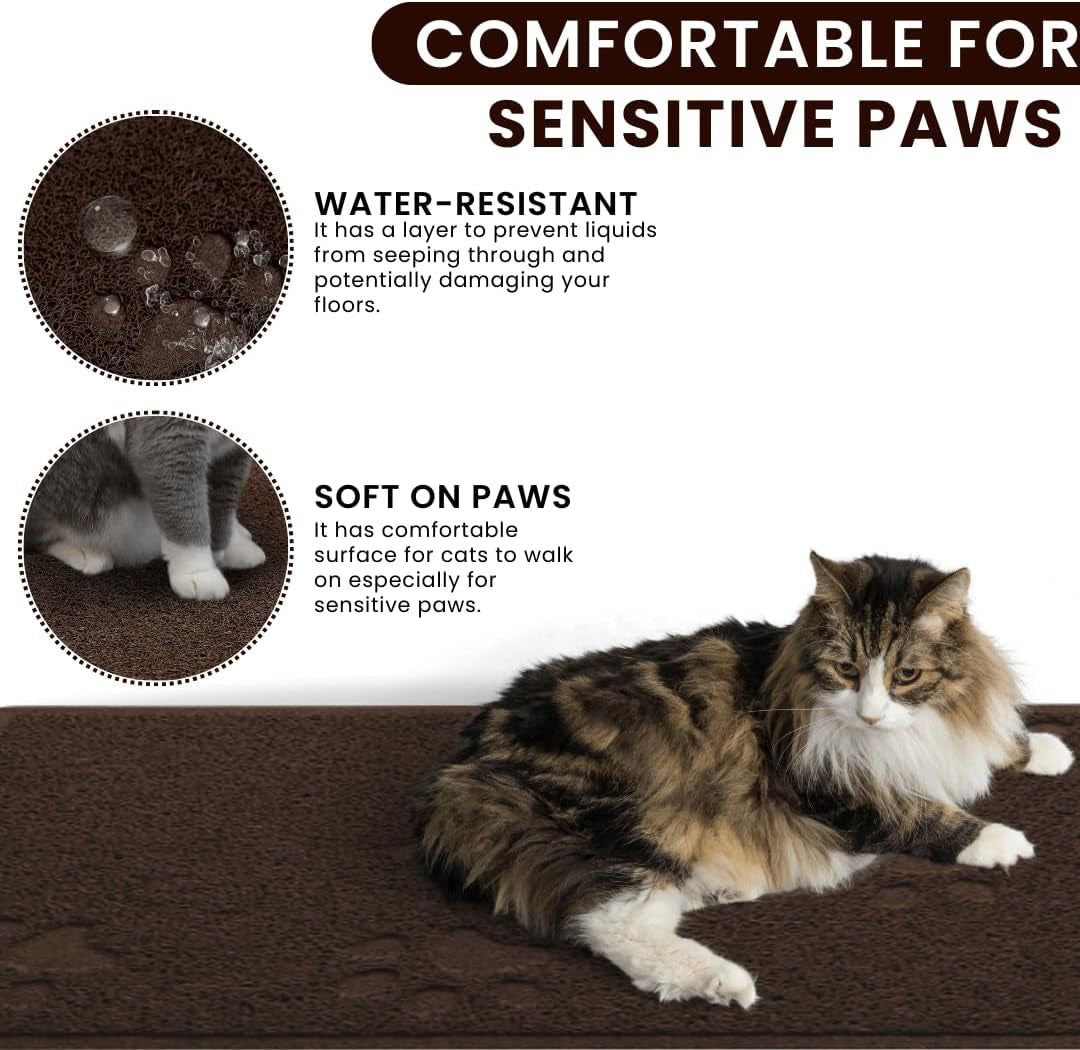 Andalus Medium Cat Litter Mat, Pack of 1 - Waterproof, Non-Slip & Easy to Clean Cat Litter Box Mat for Extra Efficient Pet Litter-Trapping, Brown (23.5” X 15.75”)