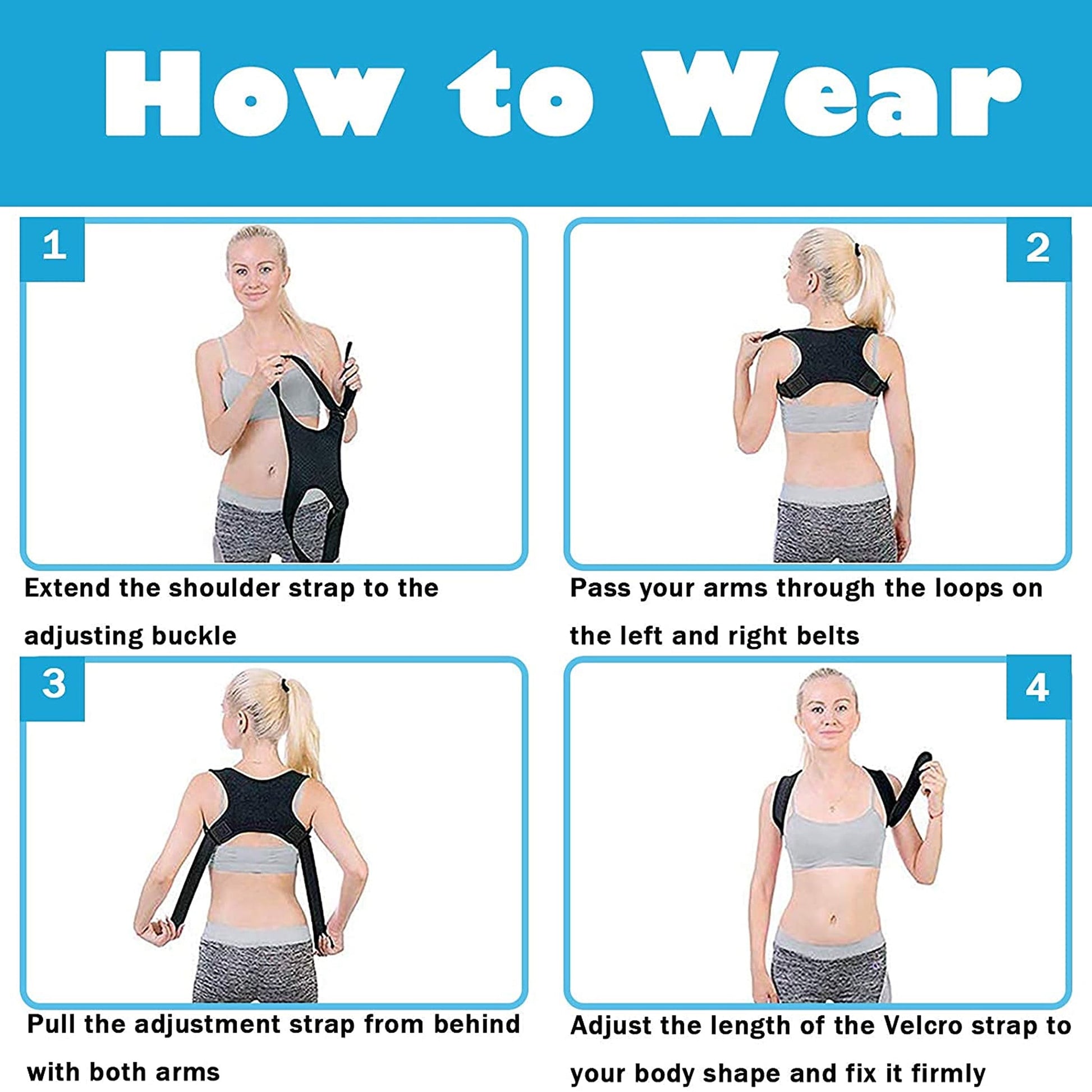 Posture Corrector Brace for Women Men,Back Brace for Posture for Women and Men with Adjustable Shoulder Braces and Cushion Pads,Corrects Hunching&Bad Posture&Shoulder Neck Pain