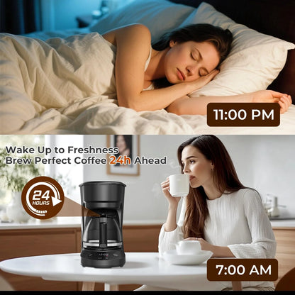 Programmable Coffee Maker with 5-Cup（Prog），Auto-Brew Timer, Keep Warm Function