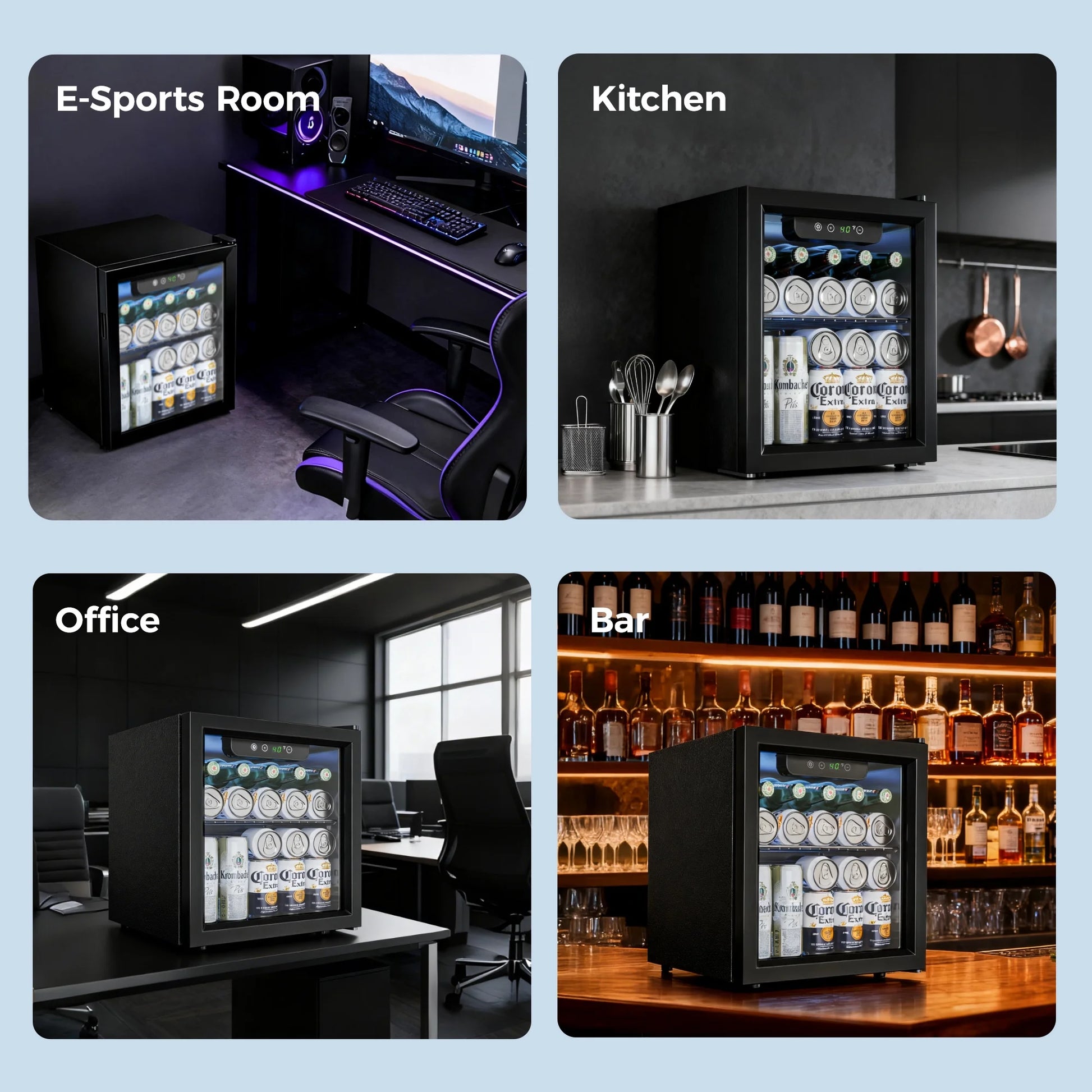 55 Cans Mini Beverage Refrigerator & Portable Beverage Cooler with Glass Door, Mini Fridge for Home/Office/Bar,Black