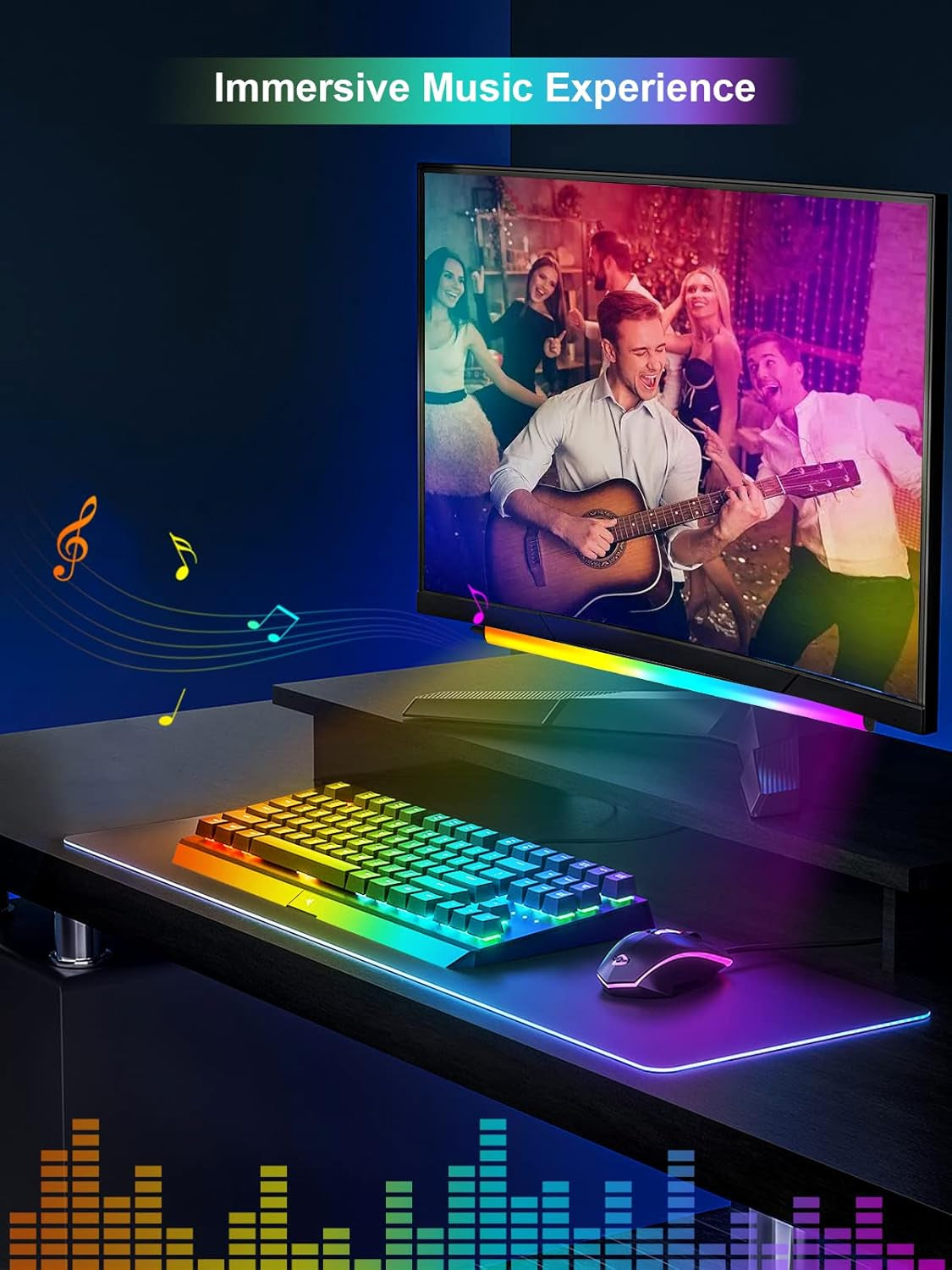 Monitor down Light Bar, RGB Screen Desk Light PC, Dimmable LED Dynamic Rainbow E