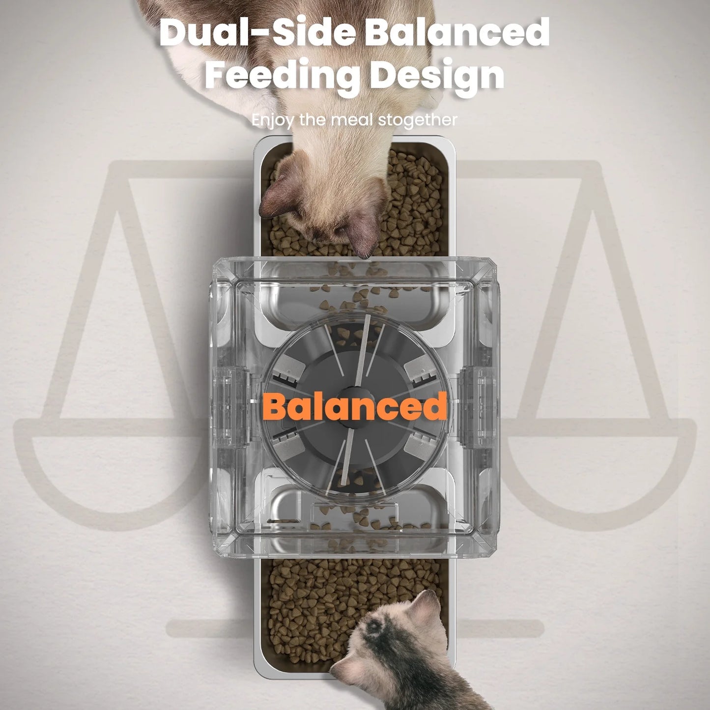 Automatic Cat Feeder, Pet Feeder for 2 Cats/2 Small Dogs,5L/20 Cups, 6 Meal/Day Elevated Timed Dog Food Dispenser with Dual Bowls ,Voice Call