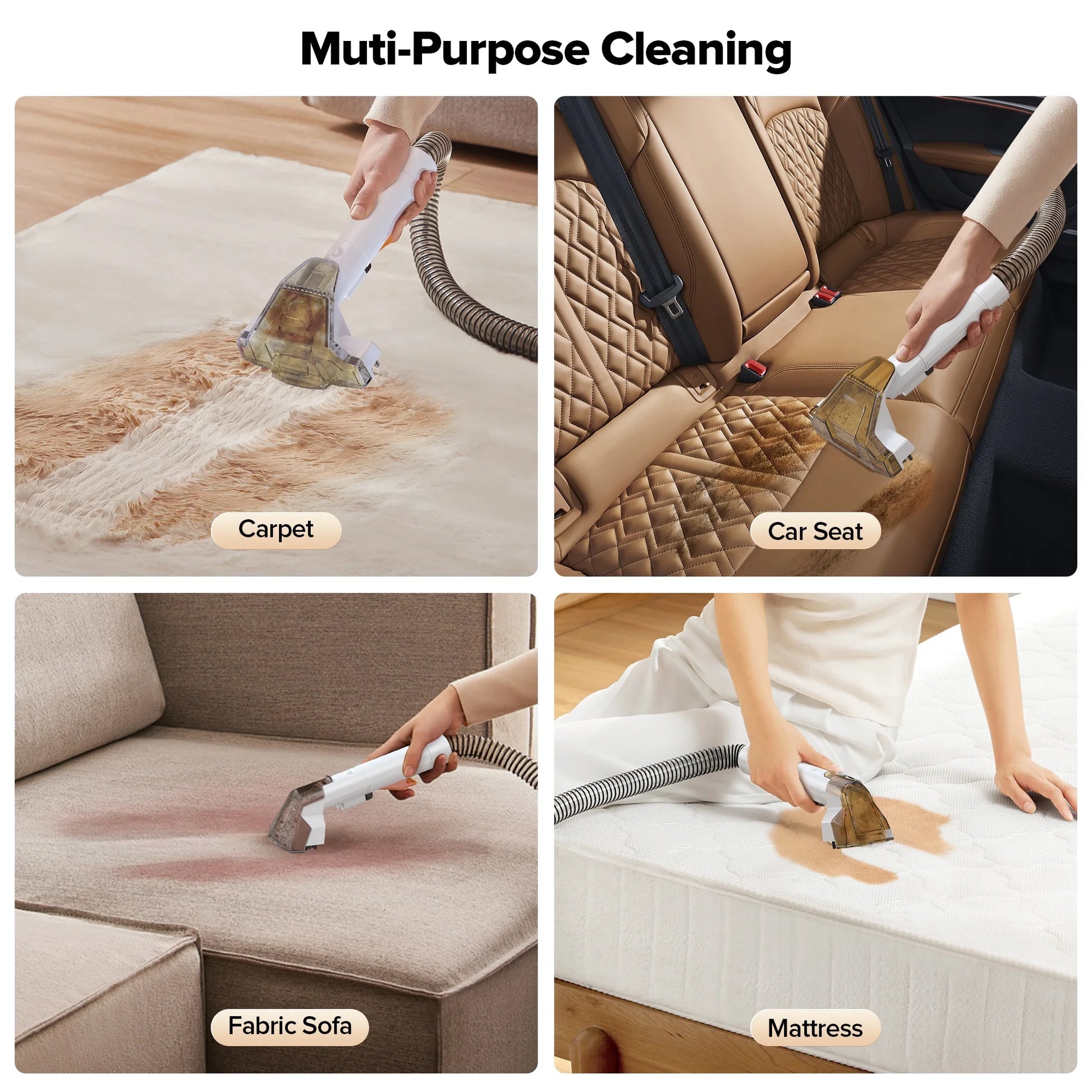 Portable Carpet Cleaner Machine, Upholstery Spot Vacuum Cleaner, White