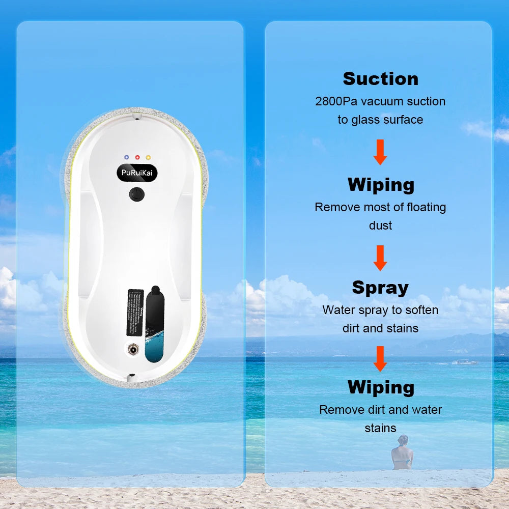 2025 Robotic Window Cleaner – Ai-Powered Streak-Free for Glass/Patio Doors/Tiles Ultra-Quiet & Remote Control PRK-309