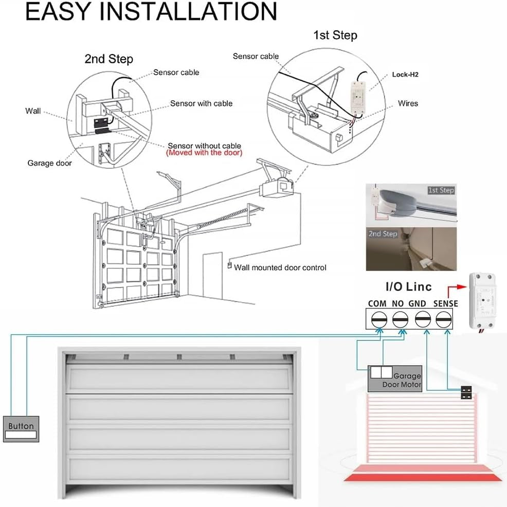 5V Wifi Smar Garage Door Opener Remote Controller,Monitor Garage Open Close Status by Phone Tuya App Anywhere,Compatible with Alexa Google Home