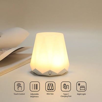 Night Lamp for Bedroom-Rechargeable, Dimmable Warm Light, with Touch Sensor, for Baby Sleep, Bedside Mini Table LED Lamps