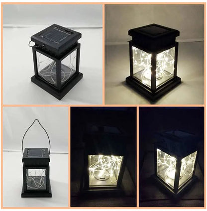 Outdoor Solar Lanterns, Waterproof Hanging Lights with Retro Design, Warm White LED Fairy Lights for Garden, Patio, Yard, Tabletop Decoration (Pack of 2)