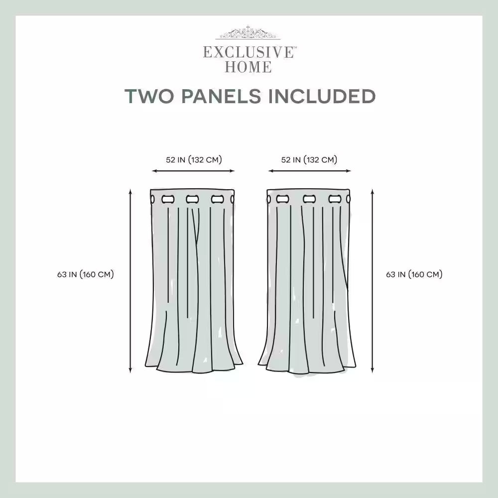 Academy Charcoal Solid Blackout Grommet Top Curtain, 52 In. W X 63 In. L (Set of 2)