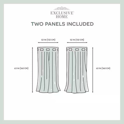 Academy Charcoal Solid Blackout Grommet Top Curtain, 52 In. W X 63 In. L (Set of 2)