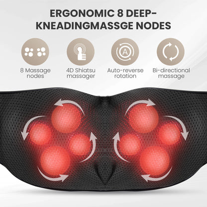 Cordless Neck Back Massager with Heat, 4D Shiatsu Shoulder Massager for Pain Relief, Gifts for Mom Dad