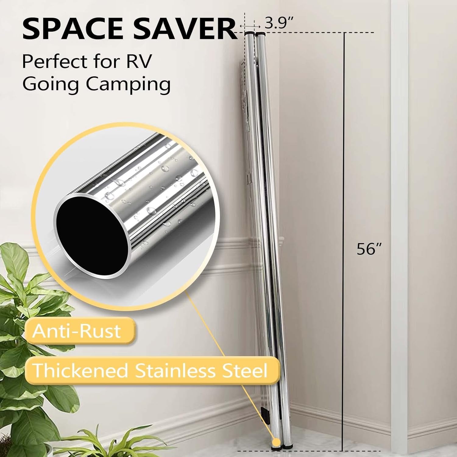 63 Inches Clothes Drying Rack, Heavy Duty Stainless Steel Laundry Drying Rack Folding Indoor Outdoor, Portable Drying Rack Clothing, Free-Standing Laundry Stand with 20 Windproof Hooks